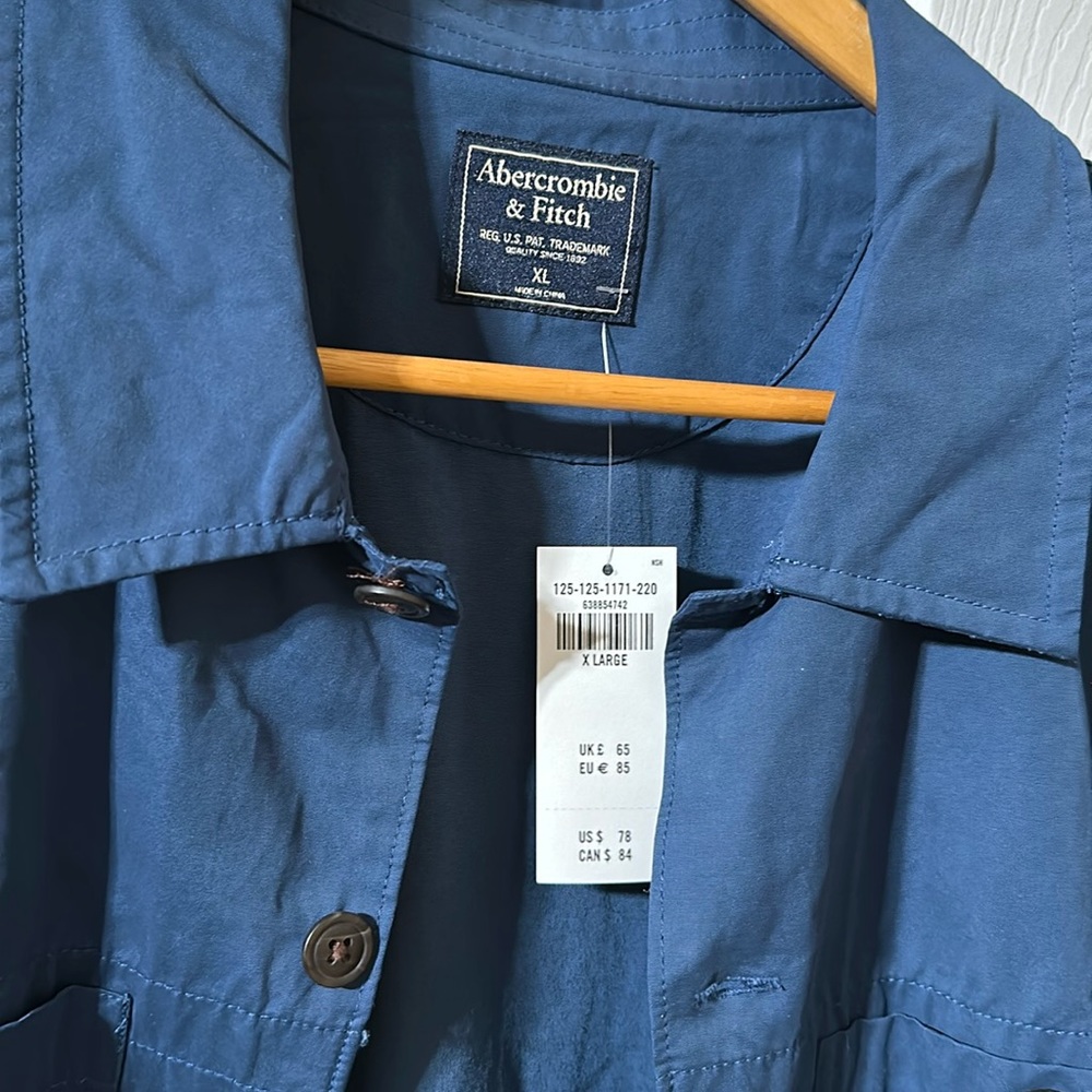ABERCROMBIE & FITCH SHIRT Jacket Men Size X-Large (Blue Button Up).